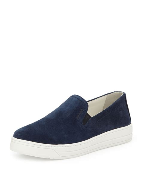 Shop Prada Suede Skater Sneakers 